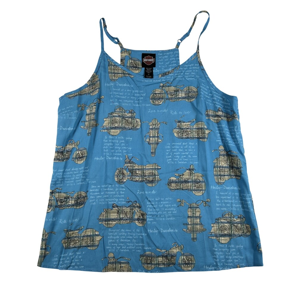 Vintage Harley-Davidson Tank Top Womens XL Motorcycle Print USA Made
